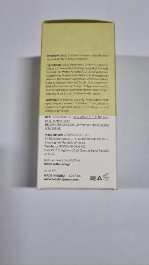 Beauty of Joseon Calming Serum Green Tea Panthenol Soothing, Moisturizing Sensitive, Acne-Prone, UV Irritated Skin, Daily Korean Skin Care for Men and Women, 30ml 1 fl.oz - Image 3
