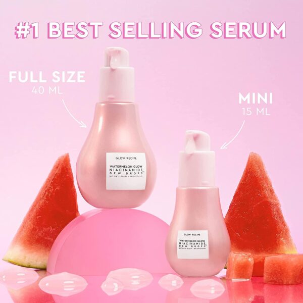 Glow Recipe Watermelon Niacinamide Dew Drops, Travel Size - Brightening, Plumping Hydrating Face Serum, Makeup Primer + Liquid Highlighter with Hyaluronic Acid - Dewy & Glowing Korean Skin Care (15ml) - Image 7