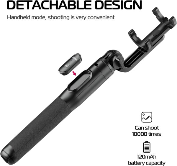 ULANZI SK-03 Selfie Stick Tripod, 64" Professional Stable Phone Stand for Smartphone/Action Camera, 3 in 1 Extendable With Detachable Remote for Travel Selfies Video Recording Vlog - Image 2
