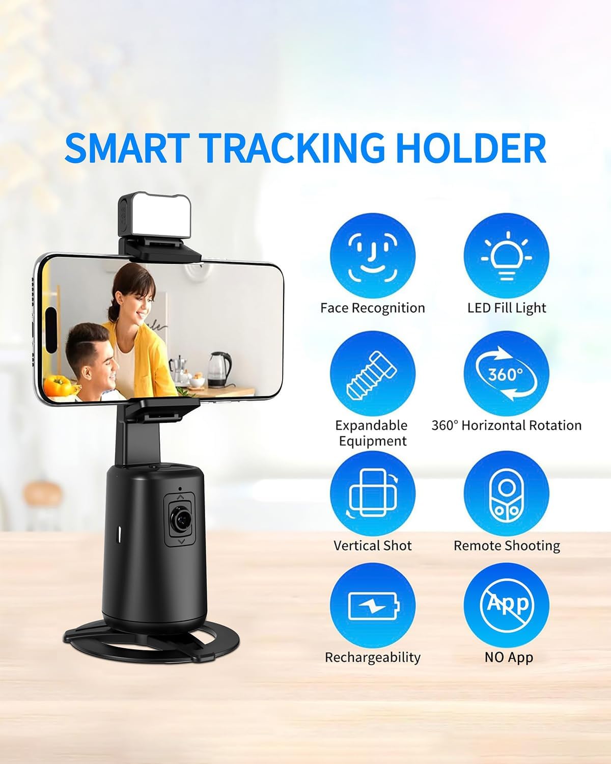 Auto Face Tracking Tripod 360° Rotation, 67" Tripod for iPhone Selfie Stick,Phone Tripod Stand Holder with Remote Gesture Control,No App, for Live Video Tiktok Live Vlog Streaming Video - Image 2