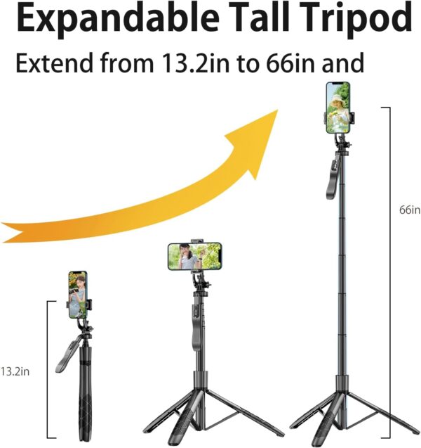 Selfie Stick Tripod,Tripod with 360 Degree Rotatable Phone Holder for Photography, Video Shooting, Live Streaming, Vlog, YouTube Video, FaceTime, Skype, TikTok, Selfie - Image 3