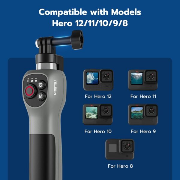 Underwater Bluetooth Selfie Stick for GoPro Hero 13 12 11 10 9 8, 33inch Waterproof Extendable Pole with Remote, 21 Hours Shooting for Diving Surfing Snorkeling, Perfect for Stunning Underwater Shots - Image 6