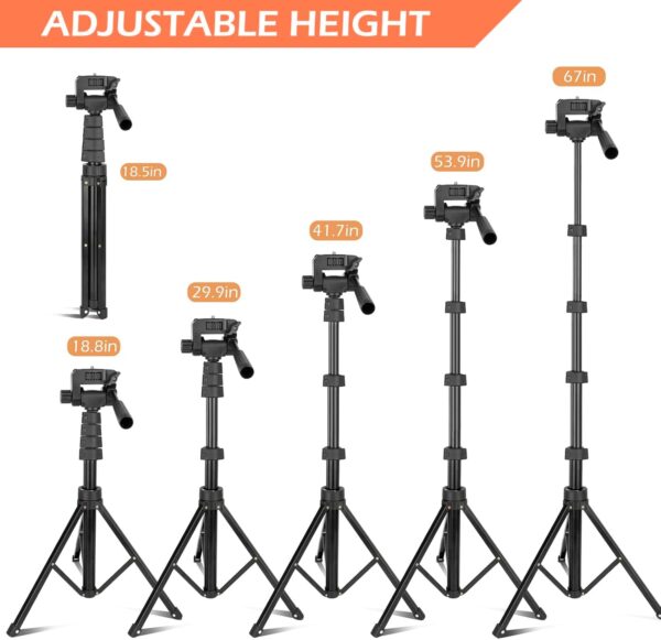 Aureday 67" Phone Tripod&Camera Stand, Selfie Stick Tripod with Remote and Phone Holder, Perfect for Selfies/Video Recording/Vlogging/Live Streaming - Image 2