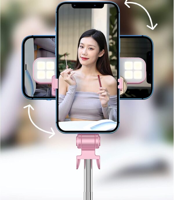 Selfie Stick Tripod,MQOUNY Extendable Selfie Stick Tripod with Dual LED Ring Light with Detachable Wireless Remote and Tripod Stand Compatible with iPhone, Samsung Galaxy and Smartphone (White) - Image 4