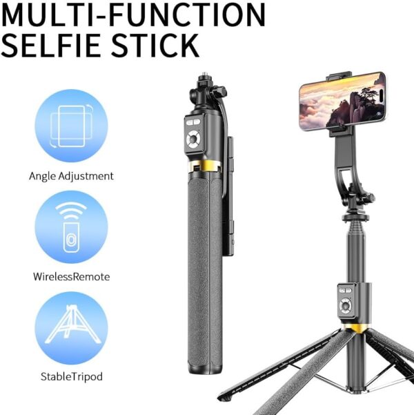 Stick Selfie Phone Tripod - 86.6'' Cell Phone Holder with Detachable Wireless Remote, Video and Picture, Phone Stand for iPhone Quadpod, Android, Camera - Image 2