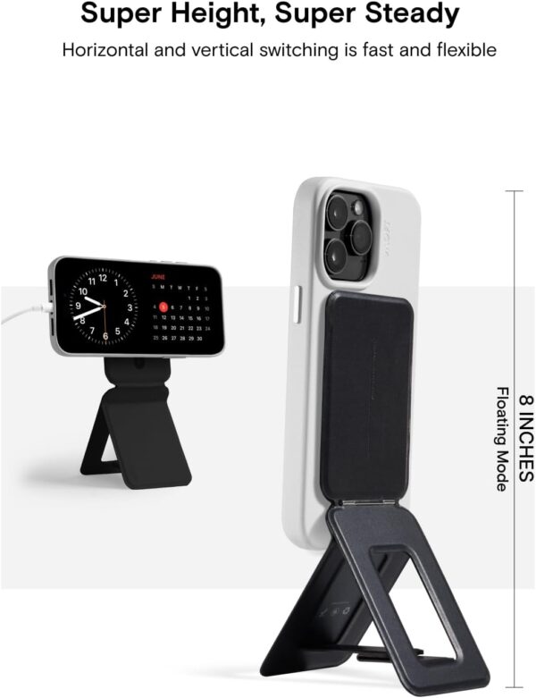 MOFT Phone Tripod Stand Compatible with iPhone 16/15/14/13/12 Series, Angle Adjustment & Strong Magnets MOVAS Vegan Leather Invisible Selfie Stick Tripod, Jet Black (Without Card Slot) - Image 2