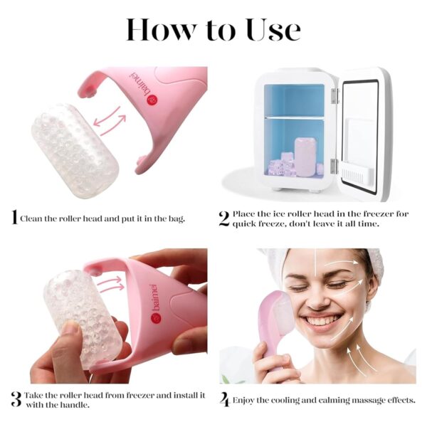 BAIMEI IcyMe Ice Roller for Face Women and Gua Sha Facial Tool Set, Ice Face Roller Reduces Puffiness, Relieves Migraines, Skin Care Tools, Self Care Gift for Women - Pink - Image 6