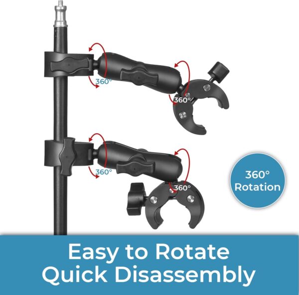 Sequpr Camera Clamp Mount for Gopro, Super Clamp Adapter Double Head Multifunction Holder for Motorcycle, Photography Light Fixture Bracket,Umbrella,Selfie Stick,Reflector - Image 4