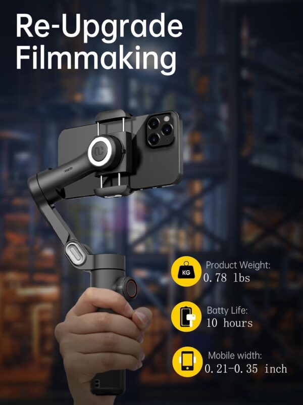 Phone Gimbal Stabilizer 3-Axis Smartphone Foldable Handheld Gimbal for iPhone with Focus Wheel TikTok YouTube Vlog Stabilizer for iPhone16 15 14 13 12 Pro Max Android-AOCHUAN Smart XE XE - Image 7