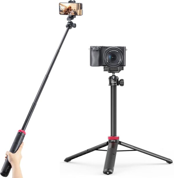 ULANZI MT-44 Extendable Phone Tripod, 59" Selfie Stick Vlog Stand with 2 in 1 Phone Clip, 360° Ball Head Camera-Tripod for iPhone Sony Canon Action Camera, Lightweight for Travel - Image 7
