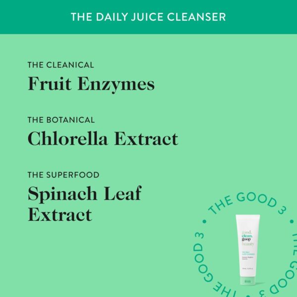 good.clean.goop beauty The Daily Juice Cleanser | Foaming Facial Cleanser to Hydrate & Cleanse Skin | Fruit Enzyme, Chlorella Extract & Spinach Leaf Extract | Face Wash to Detoxify Skin | 4.2 Fl oz - Image 4