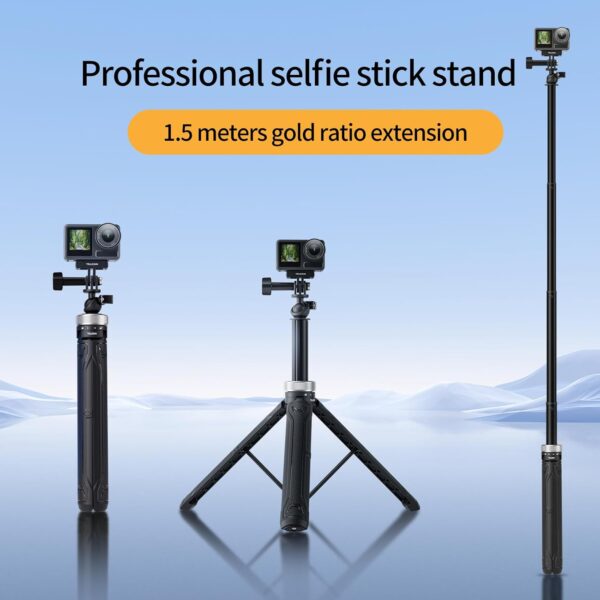 TELESIN 59in Long Selfie Stick Tripod for GoPro, 360 Ball Joint Extension Pole Monopod Handle Grip for Go Pro Max Hero 13 12 11 10 9 Insta360 X3 X4 Ace Pro DJI Action 5 Pro 3 4 Osmo Pocket 3 Accessory - Image 2
