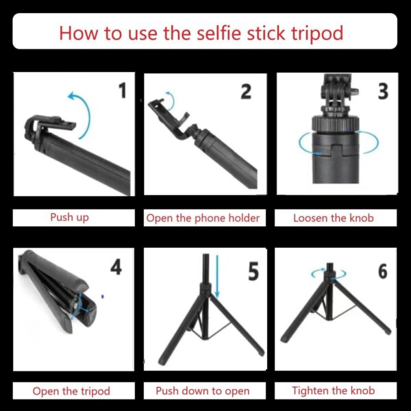 Selfie Stick for iPhone,Phone Tripod with Remote Shutter and Rotate Phone Stand for Video Recording, Lightweight,Portable,Travel Tripod for iPhone/Gopro (Black, 50 inch) - Image 7