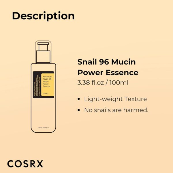 COSRX Snail Mucin 96% Power Repairing Essence 3.38 fl.oz 100ml, Hydrating Serum for Face with Snail Secretion Filtrate for Dull Skin & Fine Lines, Korean Skin Care - Image 7