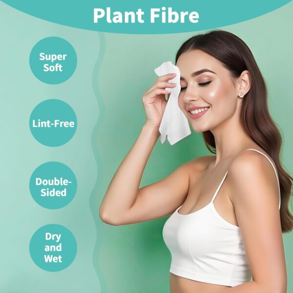 Face Towels, 10"×12" Disposable Face Towel, Face Towelettes XL, Ultra Soft Makeup Remover Dry Wipes, Thick Face Towel for Sensitive Skin, 50 Count (1 Pack) - Image 2