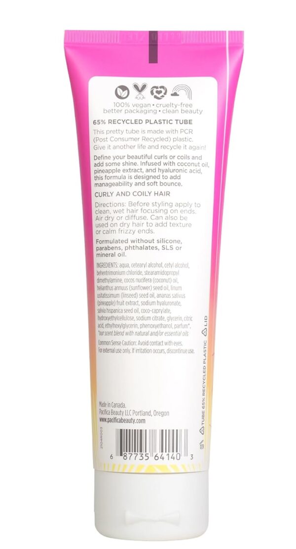 Pacifica Pineapple Swirl Curl Defining Cream for Curly Hair 4 oz – Frizz Control & Curl Enhancer Styling Cream for Curly & Wavy Hair Coconut Oil & Hyaluronic Acid Defines & Adds Bounce Without Crunch - Image 10