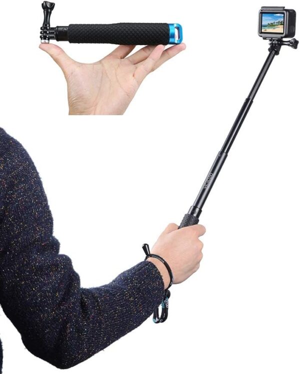 19'' Extension Selfie Stick, Portable Hand Grip Waterproof Handheld Monopod Adjustable Pole Compatible with GoPro Hero 12 11 10 9 8 7 6 5 AKASO SJCAM DJI OSMO and More Sports Cameras - Image 5