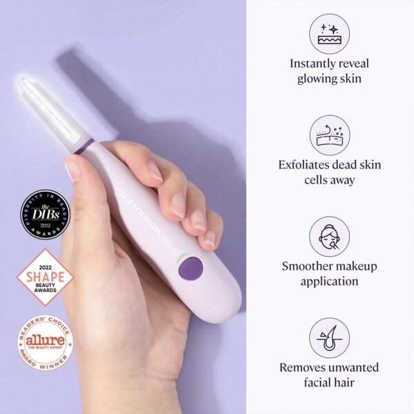 Michael Todd Beauty Sonicsmooth Pro+ Dermaplane Razor for Women Face + Eyebrow trimmer Dermaplaning System w/LED Light Peach Fuzz Remover -16 Dermaplaning Blades & 2 Microsmooth Microdermabrasion Tips - Image 6
