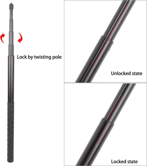 PellKing Long 77inch Invisible Selfie Stick for Insta360 ONE X4, X3, X2, X, Insta360 ONE R, RS, Insta 360 Camera 1/4" Extended Monopod Pole - Image 3