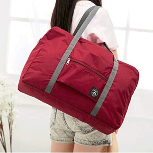 Foldable Travel Duffel Bag (2 Pack), For Spirit Airlines, Weekender Overnight Bag, Tote Carry on Luggage Sport Duffle Weekender Overnight for Women and Girls (2Pack-Red Black) - Image 7