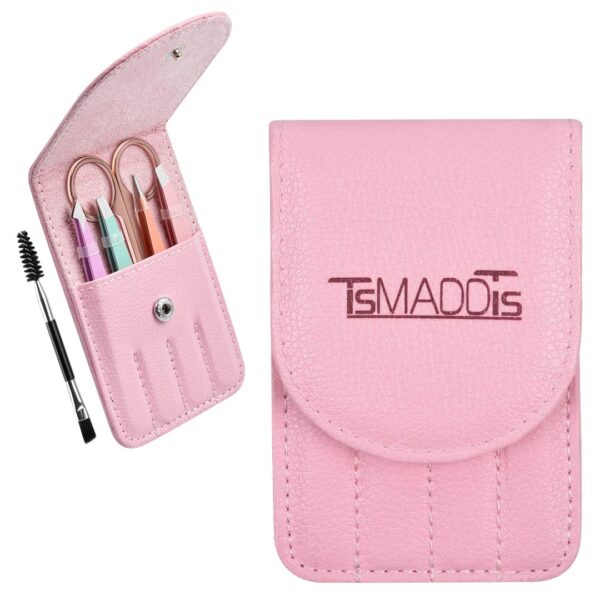 TsMADDTs 6 PCS Tweezers Set for Women, Eyebrow Tweezers with Curved Scissor for Ingrown Hair, Hair Plucking Daily Beauty Tools with Leather Travel Case - Image 7