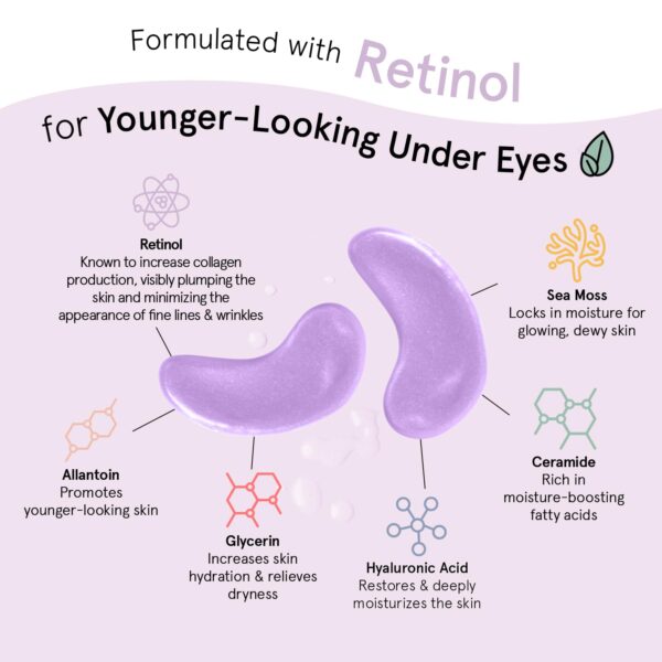 grace & stella Under Eye Patches for Puffy Eyes and Dark Circles (Retinol, 24 Pairs) Restoring Gel Under Eye Masks with Hyaluronic Acid - Vegan Cruelty-Free Skincare Birthday Gifts for Women - Image 3