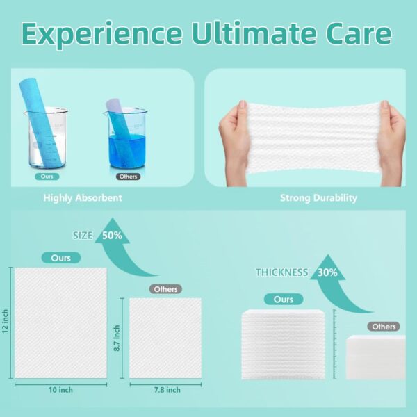 Face Towels, 10"×12" Disposable Face Towel, Face Towelettes XL, Ultra Soft Makeup Remover Dry Wipes, Thick Face Towel for Sensitive Skin, 50 Count (1 Pack) - Image 3