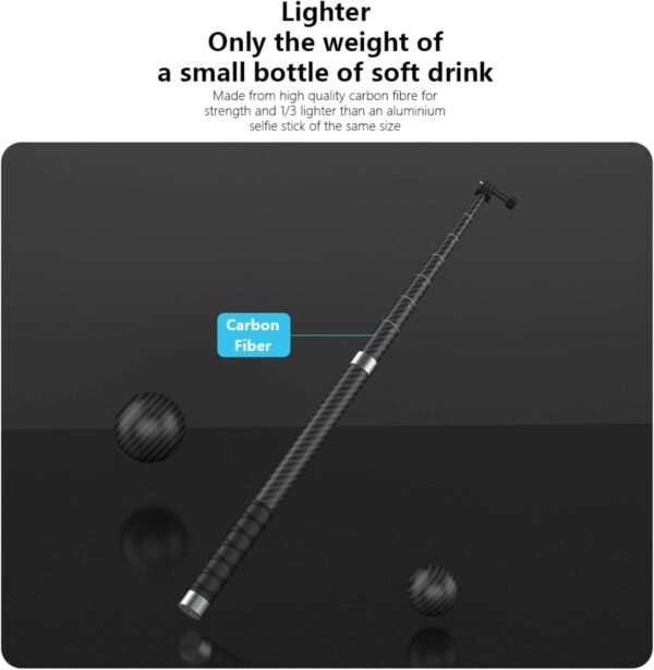 102-Inch Long Pole Selfie Stick for GoPro Osmo Pocket Action Insta360, Carbon Fiber/Lightweight/Waterproof/Extension Rod for Go Pro 13 12 Insta 360 X 4 X3 DJI Action 5 Pro 4 3 Osmo Pocket 3 - Image 3