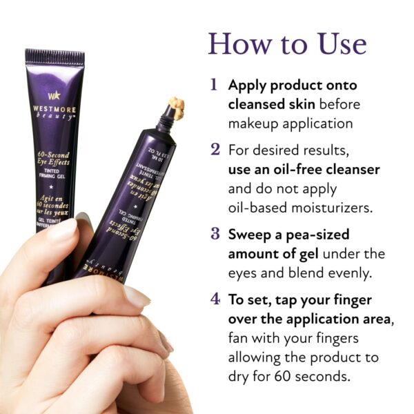 Westmore Beauty 60 Second Eye Effects Tinted Firming Gel - Instant Tightening Serum, Under-Eye Cream for Puffiness and Bags - Light to Medium, 0.33 Fl Oz (10 mL) - Image 6