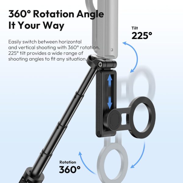 ULANZI JJ03 Magnetic Tripod for Phone with Remote Control, 3-in-1 Selfie Stick Handle Grip 360° Rotation Extendable Stand for iPhone Android Phones - Image 5