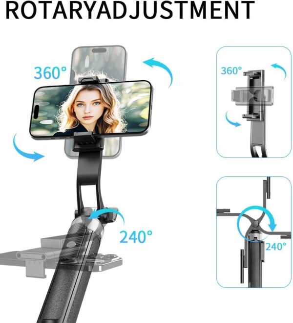 Selfie Stick for Phone Quadpod, 53" Phone Stand, Cell Phone Tripod with Wireless Remote, iPhone Quadpod Stand,Selfie Stick Tripod for iPhone Compatible with All Cell Phones,Camera - Image 3
