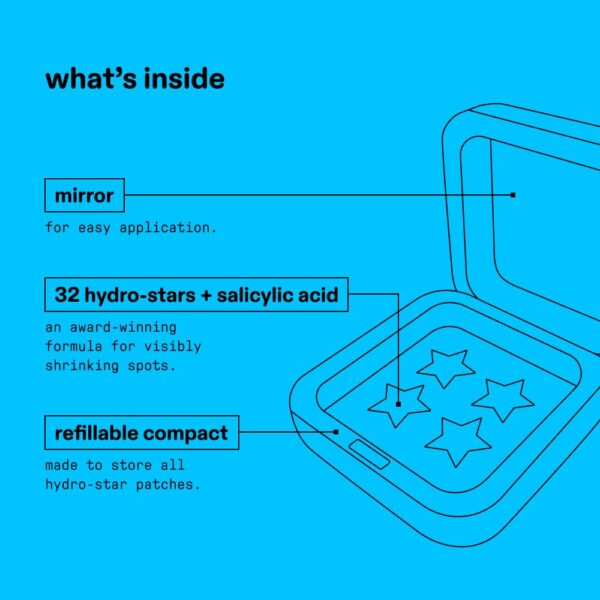 Starface Hydro-Star + Salicylic Acid Pimple Patches and Big Blue Compact, Helps Shrink and Soothe Deeper Spots, Cute Star Shape, Vegan, 32 count - Image 5