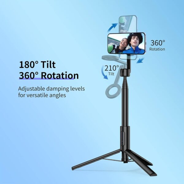 Vimitty for MagSafe Tripod for iPhone 64 Selfie Stick Tripod Phone with Metal Ring and Remote, Phone Tripod for Video Recording, Cell Phone Tripod Mount Stand for Cellphone - Image 3