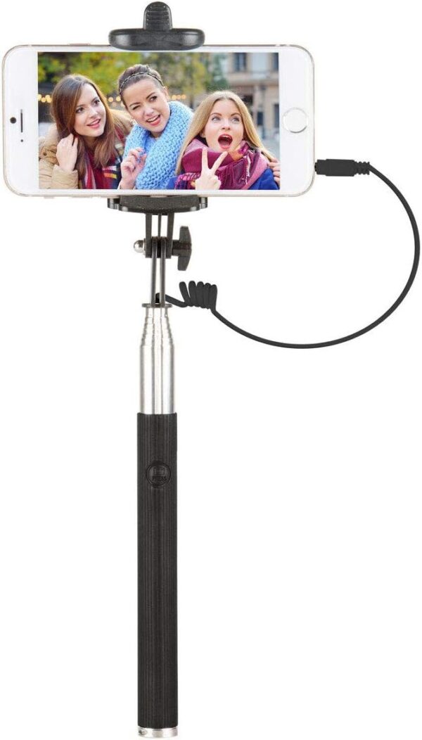 Vivitar 42" Selfie Stick with Built-in Shutter Release and Folding Clamp, Black - Image 2
