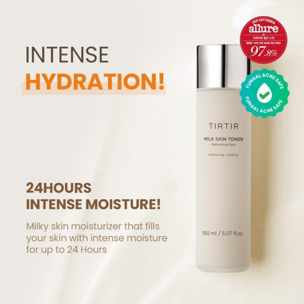 TIRTIR Milk Skin Rice Toner | Deep Moisturizing, Hydrating Toner for face, Niacinamide, Ceramide, Rice Bran Extract, Nature-Oriented Ingredients for Korean Skin Care, Vegan, 5.07 fl.oz. - Image 2