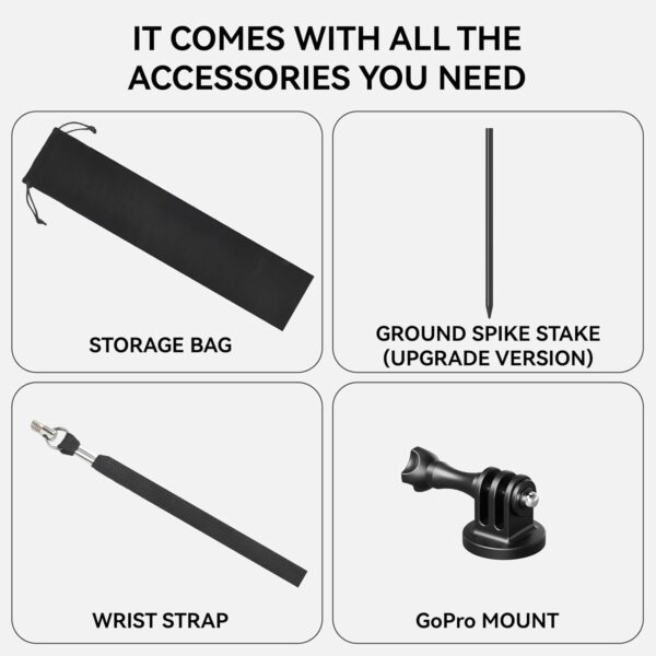 Golf Monopod Stick, Golf Swing Phone Holder, 46" Magnetic Aluminum Alloy Selfie Stick w/Spike Stake Mount, Compatible w/iPhone Camera Magsafe, Adjustable Heigh Tripod, Golf Training Aid - Image 4