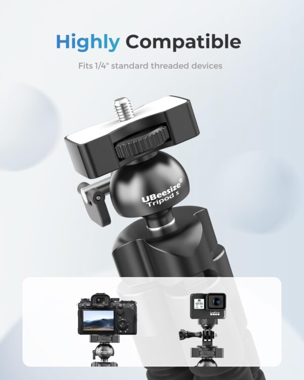UBeesize Phone Tripod Pro S, Premium Flexible Phone Tripod with Wireless Remote, Mini Tripod Stand for Camera GoPro/Mobile (Upgraded), Black - Image 2