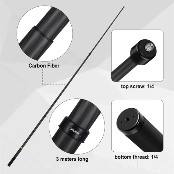 36cm to 3m 9.8ft Extended Edition Invisible Carbon Fiber Selfie Stick for insta360 Insta 360 one X4 X3 ONE X2, ONE R, ONE X, ONE Action Camera Accessories (Yellow) - Image 3
