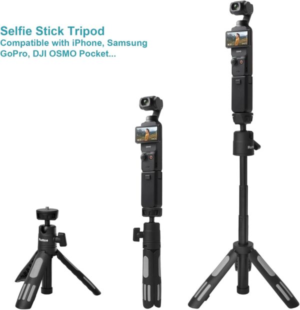 Phone Tripod Stand and Selfie Stick for iPhone, Webcam, Desktop, Sony, Go Pro, Travel 11.5inch Tripod Compatible DJI osmo Pocket 3, 2 - Image 7