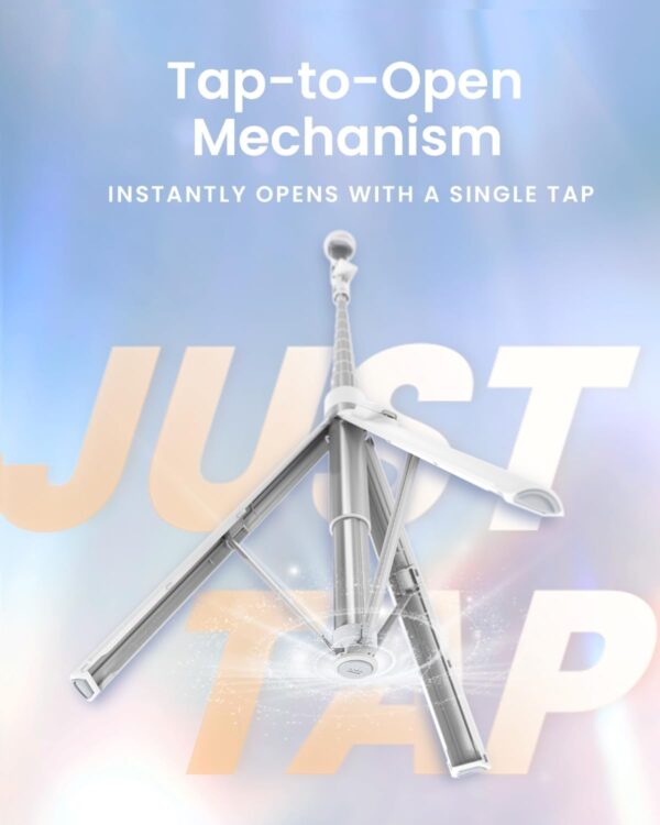 66” Phone Tripod, Auto Open Selfie Stick for iPhone, Portable Travel Cell Phone Tripod Stand for iPhone 16 Pro Max Android, White - Image 2
