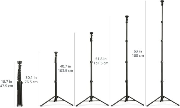 Amazon Basics 64-inch Extendable Tripod for iPhones and Smartphones, Selfie Stick Mode and Phone Tripod Mode, Black - Image 2
