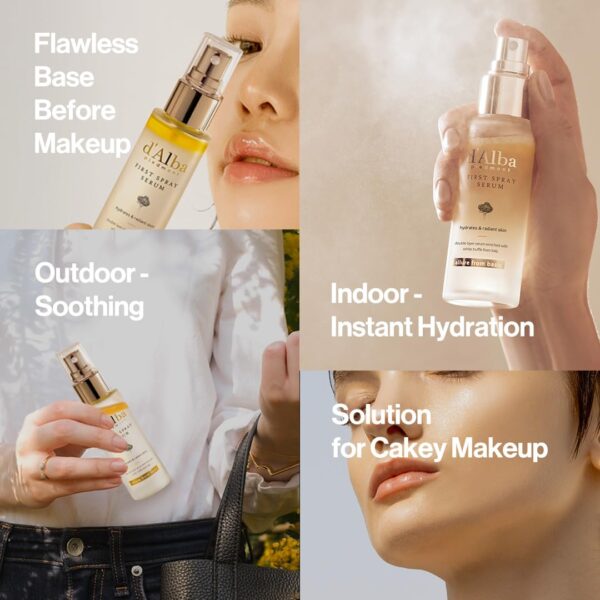 d'alba Piedmont Italian White Truffle First Spray Serum, Vegan Skin Care, Hydrating Face Moisturizer, Glow Serum for Radiant Skin, Non Comedogenic, All In One Mist, Korean Skin Care (1.69 fl oz.) - Image 4