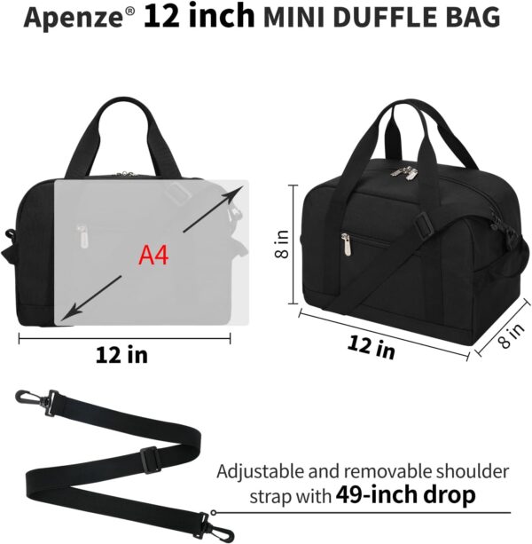 Small Gym Bag Carry On Bag - 12 in Mini Duffle Bag Lightweight for Overnight Travel（Black） - Image 6