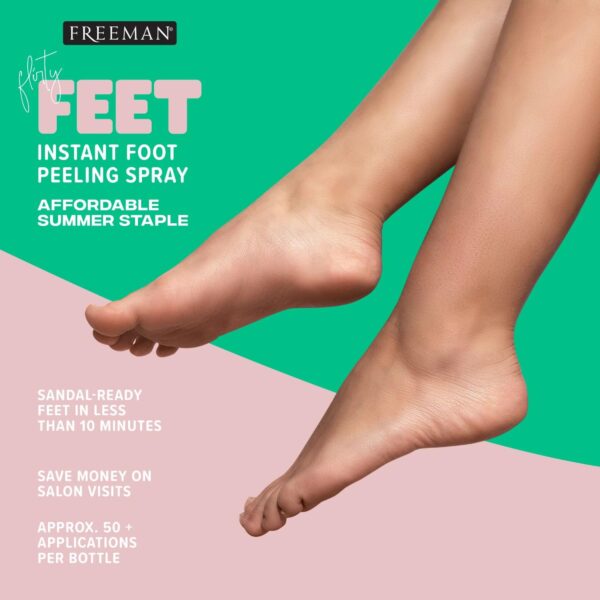 Freeman Flirty Feet Instant Foot Peeling Spray, Exfoliating Foot Mask For Summer, Moisturizing & Smooth Dry, Cracked Heels, Remove Dead Skin Quickly, Cruelty-Free & Vegan, 4 fl.oz./ 118 ml Bottle - Image 5