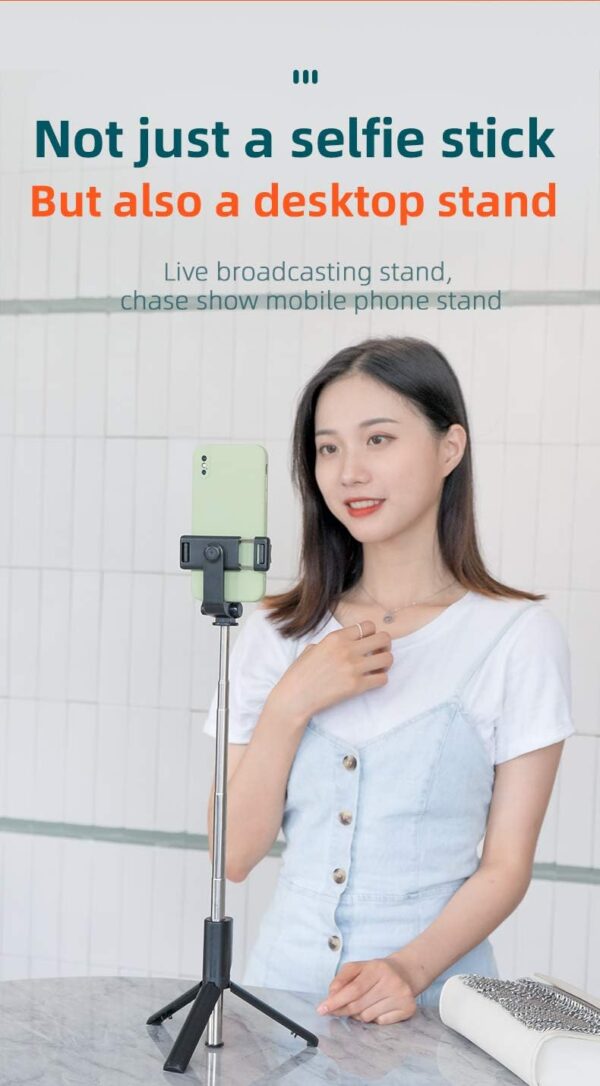 PINHEN Phone Tripod & Selfie Stick,3 in 1 Extendable 360° Rotation Tripod Stand with Detachable Wireless Remote Portable Smart Phone Holder Compatible with iPhone Android Sansung - Image 2