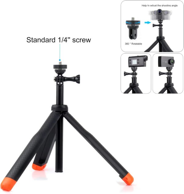 9''-27''Waterproof Selfie Stick Floating Hand Grip Tripod for GoPro Hero 13 12 11 10 9 8 7 6 5 4 3 Fusion, Max, Most Action Cameras Used as Floating Tripod, Hand Grip, Selfie Stick,Tripod Stand - Image 4