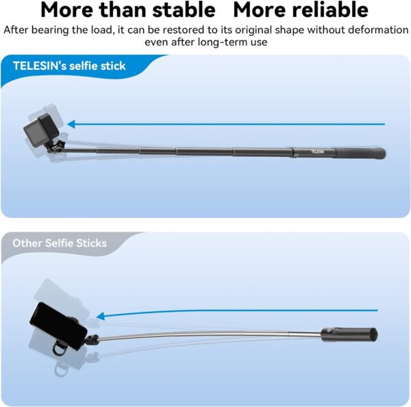 Selfie Stick Long Pole Invisible for GoPro (120cm/47.2in), Carbon Fiber Waterproof Extension Monopod for Go Pro Max Hero 13 12 11 10 9 8 7 DJI Action 5 Pro Pocket 3 Insta 360 X3 GO3 Ace Pro 2 AKASO - Image 7