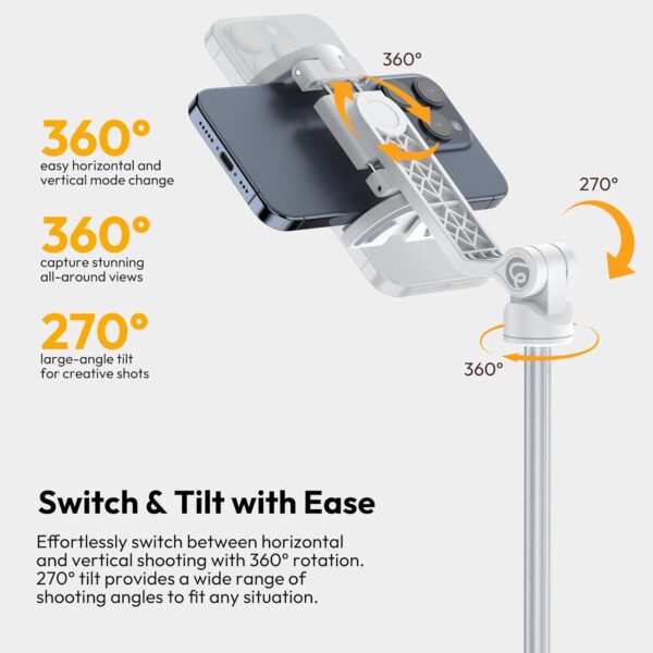 ULANZI TT88 Extendable Phone Tripod, 57" Magnetic Selfie Stick Phone Vlog Tripod Stand with 2 in 1 Phone Clip, 2 Cold Shoe Mount Tripod Compatible for iPhone, Lightweight for Travel - Image 5