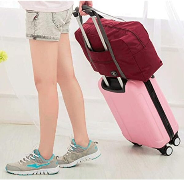Foldable Travel Duffel Bag (2 Pack), For Spirit Airlines, Weekender Overnight Bag, Tote Carry on Luggage Sport Duffle Weekender Overnight for Women and Girls (2Pack-Red Black) - Image 4