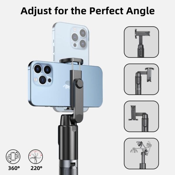 Selfie Stick Tripod for iPhone, Cell Phone Stand for Recording with Wireless Remote, Lightweight Tripod Stand for iPhone 13/12/12 Pro/12 Pro Max/11/11 Pro/X/XR/XS/8/7/6S,Android Samsung Smartphone - Image 3